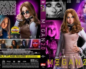 DVD cover for MEGAN 2.0 featuring a girl in a tan dress with hands on hips, a purple-pink glow, and a collage of portrait images; title MEGAN 2.0 prominently displayed with the subtitle MISS ME? and production logos along the bottom.