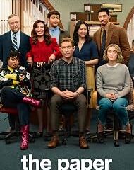Ensemble cast photo for a TV show poster, with the words 'the office' at the top and 'the paper' at the bottom.