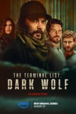 Promotional poster for Prime original series 'Dark Wolf': four rugged characters posing together, with the title and release info at the bottom.