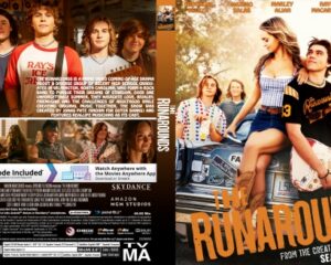 Front and back DVD cover for 'The Runarounds' featuring a group of teens with a car on a warm sunset background; 'Season One' visible on the front. Back cover shows cast photos and a synopsis block.