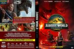 Front and back cover of a Jurassic World DVD case: the front features a red poster with a large dinosaur emblem and armed characters emerging from water, the slogan 'A New Era Is Born'; the back shows a collage of action scenes and cast/credits text.