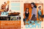 Movie poster for Honey Don’t! showing two women in the foreground on the right, a vintage convertible and palm trees, plus a character collage on the left.