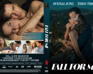 Romantic film cover for Fall For Me: a couple embraces at night, with the title and actors Svenja Jung and Theo Trebs visible.