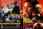 DVD cover for a Spike Lee joint titled 'Highest West 2' featuring Denzel Washington and cast, with an orange-red front and bold yellow title; back cover shows a group of people seated and the tagline 'All $$ Ain't Good $$'.