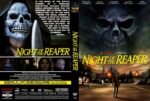 DVD cover art for Night of the Reaper: left panel shows a blue skull-faced figure and a hooded silhouette with a blade; bold yellow title, and small character images beneath, while the right panel features a lone figure on a foggy street with a large skull image looming above.