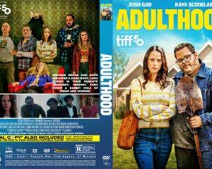 Front and back of the Adulthood DVD case; front features a man and woman in a bright outdoor scene with a blue title.