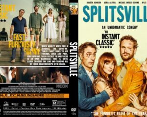 Double-sided DVD cover for the comedy Splitville; front shows a group of adults posing while the back displays cast and promotional text.