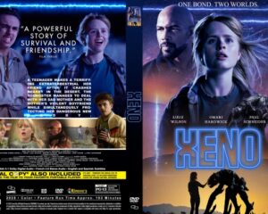 DVD cover for the sci‑fi film Xeno featuring a bald man and a determined woman inside a glowing blue frame, with the title XENO at center.