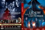 Front and back DVD cover for I Know What You Did Last Summer; hooded figure in red, spooky blue tones, cast photos and title text prominent.