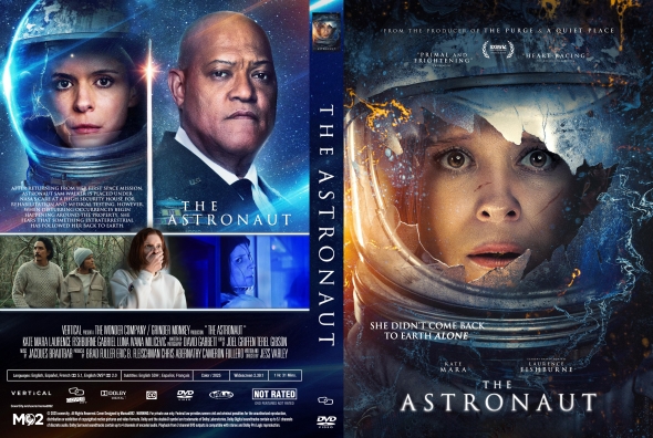 DVD cover for The Astronaut featuring a woman in a space helmet and a man in a suit amid a space collage.