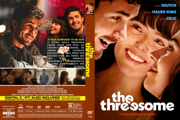 Front and back of a DVD poster for 'The Awesome': smiling couple on the front, with the title and tagline; back shows cast credits and a synopsis with stills and barcodes.