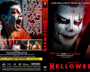 DVD cover for Helloween: left shows a screaming man and woman; right features a white-faced killer with red makeup; bold red title.