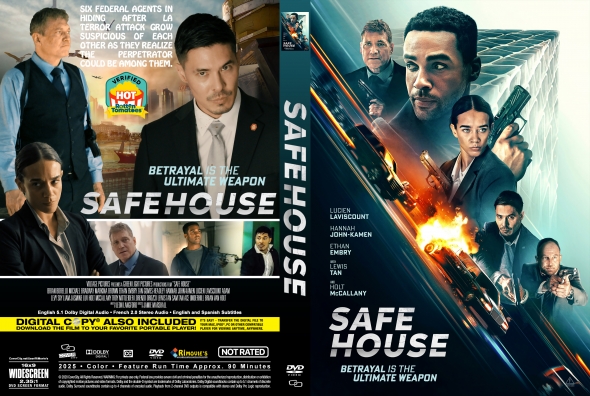 Safe House DVD cover showing Denzel Washington and Ryan Reynolds with action scenes and the tagline Betrayal is the ultimate weapon.