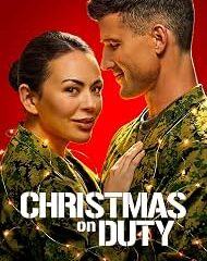 Movie poster: two soldiers in camouflage close together against a red background, with the title 'CHRISTMAS on DUTY' overlaid.