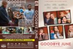 Front and back DVD cover for the Netflix film Goodbye June, showing a group of characters on the back and a collage of portrait photos on the front with the title along the spine.
