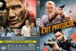 DVD cover for Exit Protocol: two men armed with pistols, dramatic explosions, and the bold orange title 'EXIT PROTOCOL' across the front.