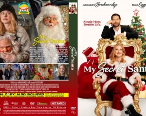 Front and back DVD cover for the film My Secret Santa, featuring a festive collage with Santa, a woman, and holiday imagery.