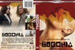Front and back of the BUGONIA DVD cover: a surreal portrait with red–yellow paint on a head on the front; back shows two suited people and a collage of scenes.