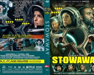 Stowaway DVD cover: astronauts in suits with the bold title and crew portraits on a space mission poster.