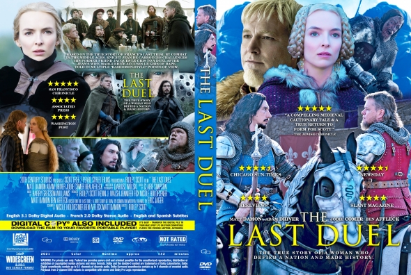 DVD cover for The Last Duel featuring multiple cast portraits and the title The Last Duel, medieval battle imagery prominent in the design.
