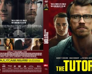 Cover art for The Tutor: a bearded man in glasses wearing a teal sweater against a red background with a bold yellow title.