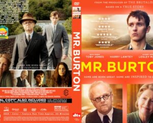 Front and back DVD cover for the film 'Mr. Burton' showing a cast photo on the left and two close-up portraits (an older man and a woman) on the orange right panel.
