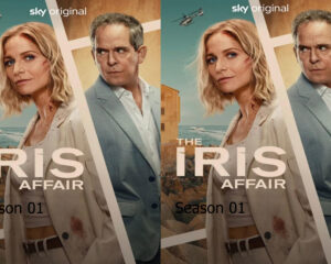 Promotional Sky Original poster showing a bruised woman and a man in a light suit on a beach backdrop, with large 'Season 01' text at the bottom.