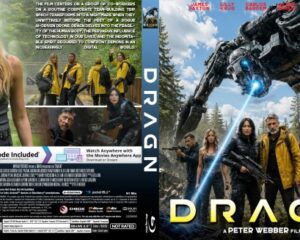 Dragon Blu-ray case with a large robotic warrior and a team of adventurers in yellow jackets in a forest backdrop; title DRAGON in gold at bottom.