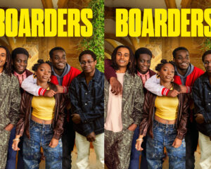 Group of diverse teens and young adults smiling together in a casual urban setting, shown as a side‑by‑side collage with bold yellow text above.