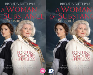 Book cover poster for A Woman of Substance, Season 1, showing two women in period clothing against a cloudy sky backdrop.