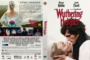 Wuthering Heights DVD cover: a man and woman embrace on a white background, with the red 'Wuthering Heights' title at the top and cast names above.