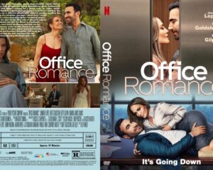 Cover art for the romantic comedy 'Office Romance' with scenes of a couple embracing and coworkers; front features the bold title 'Office Romance' and a couple kissing, while the spine shows the title and the back includes multiple stills and the tagline 'It's Going Down'.