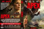 Front cover of the Apex DVD: bold red 'APEX' title across a rocky cliff with climbers and a river scene in the background; taglines read 'Hunt. Survive.'
