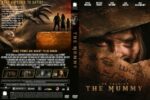 Front: Movie poster for The Mummy, close-up of a mummy's eye and bandages on the right with the title at the bottom right.