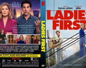 Split DVD cover: left poster for 'It's a Woman's World' with a woman in a magenta blazer; right poster for 'LADIES FIRST' with a woman in a blue dress on a staircase and bold red title.
