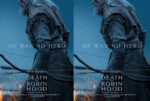 Poster for The Death of Robin Hood: a rugged archer in blue tones, with sparks and the tagline 'He was no hero' across the image.