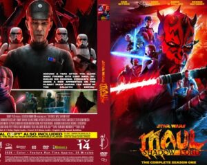 Front and back cover of a Star Wars DVD set titled 'Shadow Lord'; features a dark commander and stormtroopers on the back, and a red, demon-like foe with glowing lightsabers on the front.