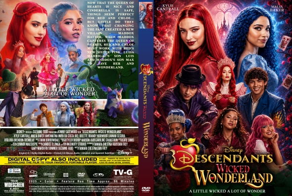 Front cover of Disney's Descendants: Wicked Wonderland, showing colorful fairy-tale characters against a magical backdrop.