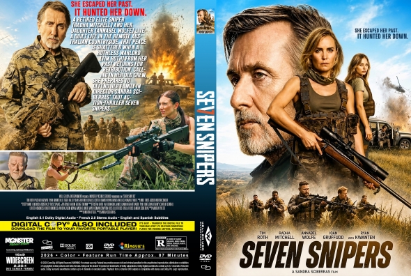Front cover of the film Seven Snipers featuring a man with a rifle and a desert landscape.” (Note: ensure the exact phrasing is used without quotes)