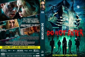 Horror movie DVD cover titled 'Do Not Enter' showing a haunted house at night with shadowy figures outside the door and a warning vibe.