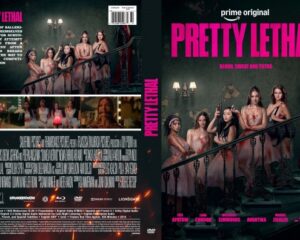 Promotional Blu-ray/DVD cover for Pretty Lethal, showing a group of women topless/bare-chested on a staircase with a bold pink title.