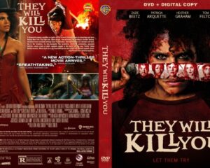 Front cover of the DVD and digital copy for 'They Will Kill You' showing a woman in a red outfit and a bold red/black design with the title across the image.