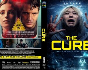 Two-panel DVD cover: left sci‑fi poster with a biohazard sign; right The Cure poster with a screaming woman and yellow title.
