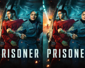 Action-packed poster: a man in a red shirt and a police officer in blue lean against a damaged vehicle amid flames and neon lighting, with 'DISORDER' text at the bottom.