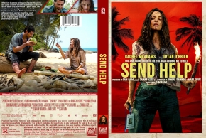 DVD cover for Send Help, showing a woman in a red-lit scene with the film title and actor names.
