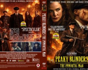 Front cover DVD artwork for Peaky Blinders: The Immortal Man, featuring Cillian Murphy in a hat with a rifle against a fiery background and the bold title at the bottom.